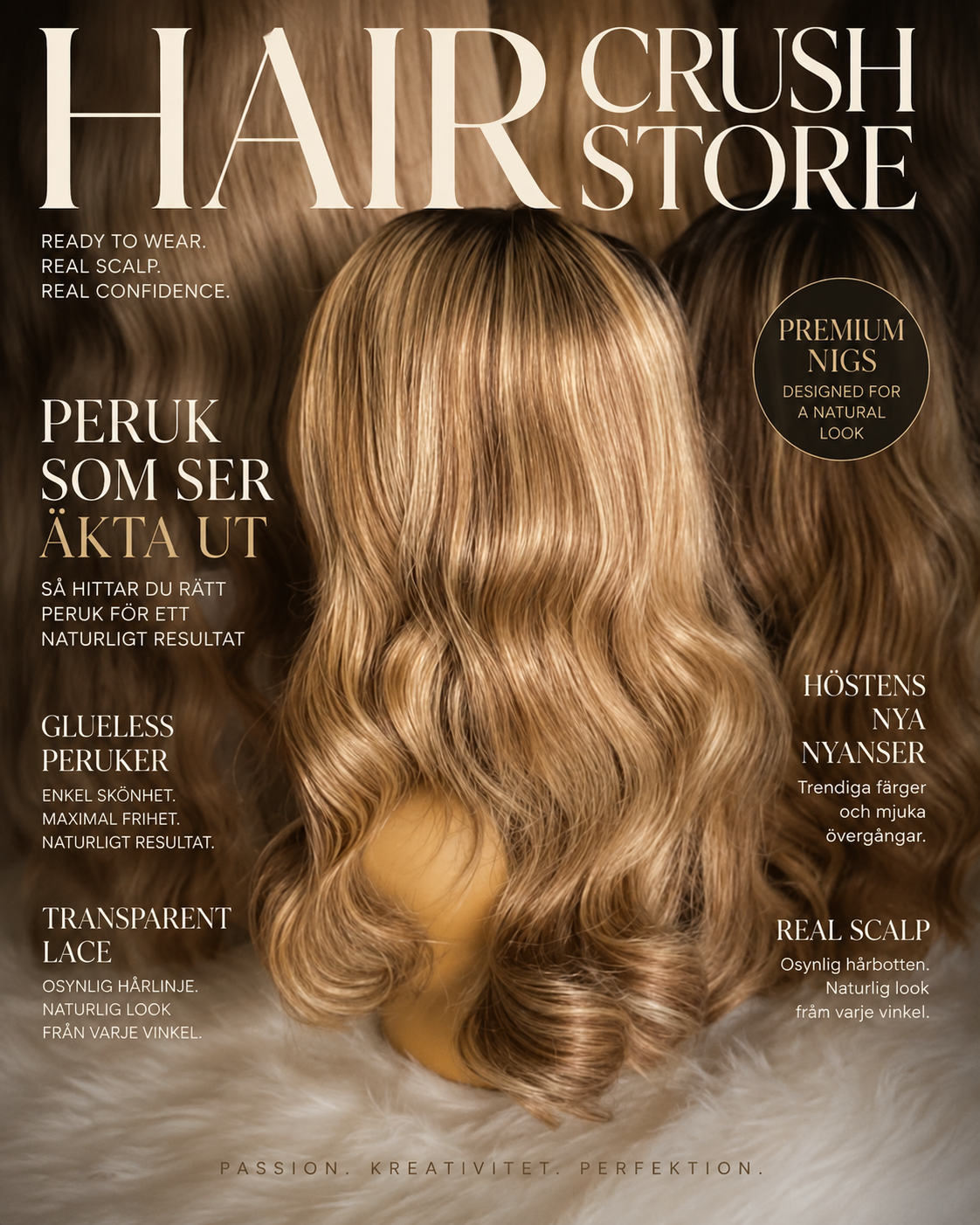 Glueless peruk med transparent lace – naturligt hår utan lim